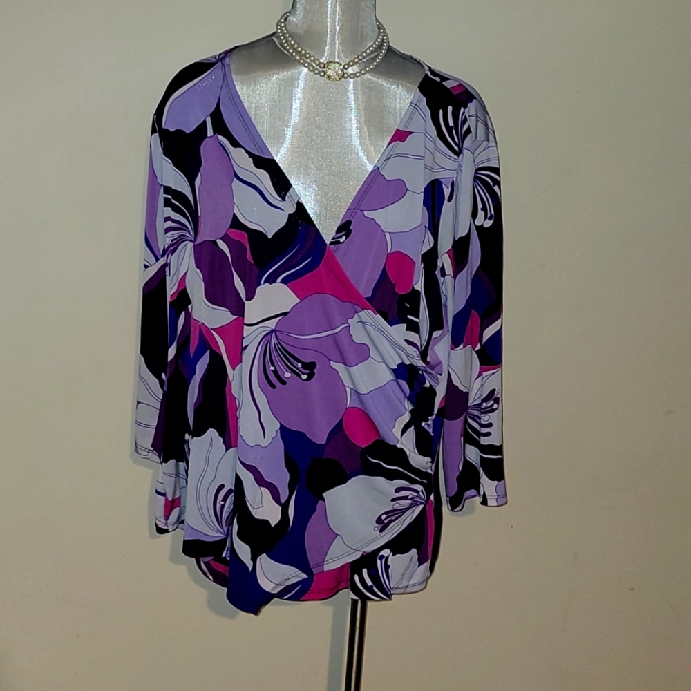 Jennifer Lopez Mock Wrap Blouse